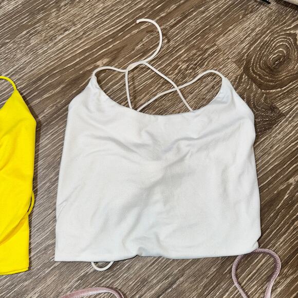 Lot Small 6x Girly Tank Crop Tops Set White Pink Purple Yellow Blouse Backless - Picture 6 of 8